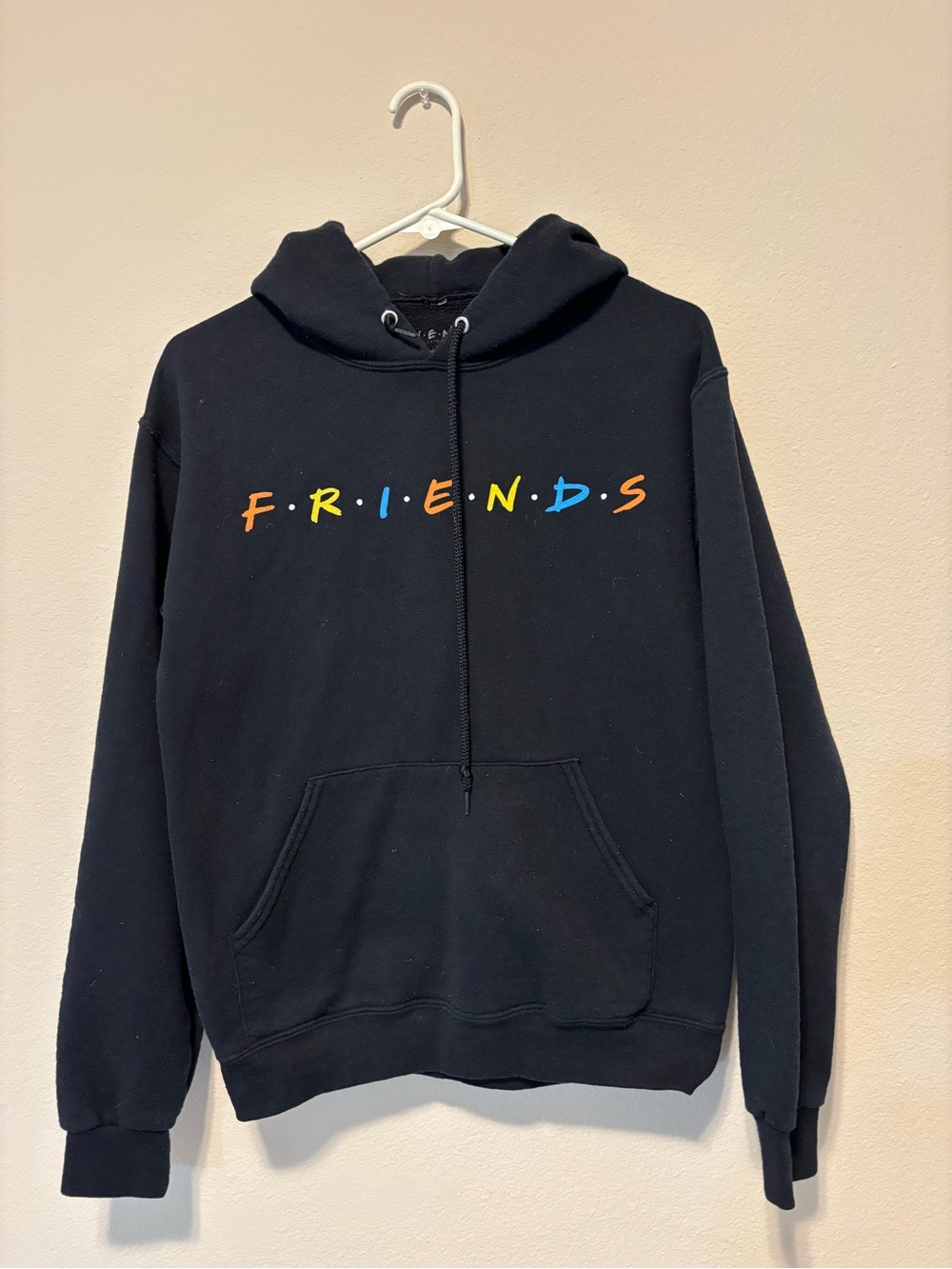 FRIENDS Black Crewneck Hoodie with Multicolor Logo